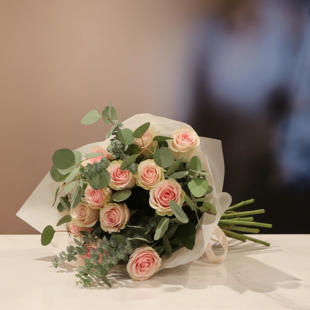 Premium Bouquet of 12 Pink Roses