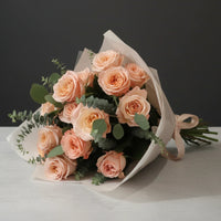 Premium Bouquet of 12 Peach Roses