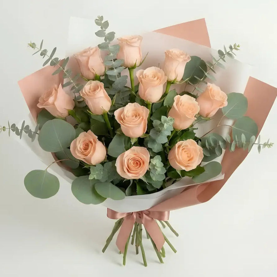 Ramo 12 Rosas Pessego Cenital