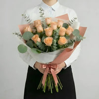 Premium Bouquet of Peach Roses